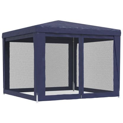 Partytent Met 4 Mesh Zijwanden 3X3 M Hdpe Blauw 3 x 3 m