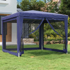 Partytent 3x3 m HDPE blauw met 4 mesh zijwanden