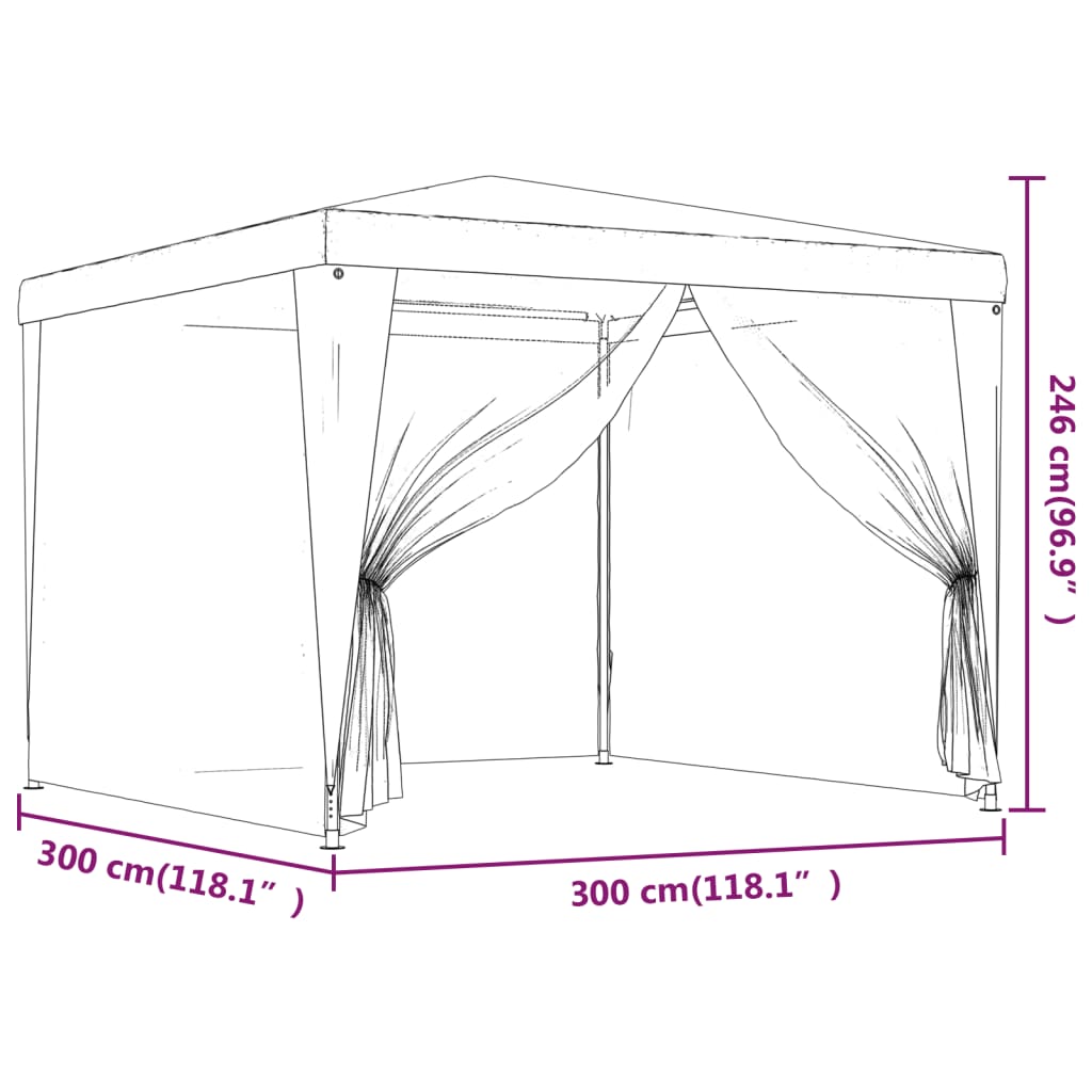 Partytent Met 4 Mesh Zijwanden 3X3 M Hdpe Antracietkleurig 3 x 3 m