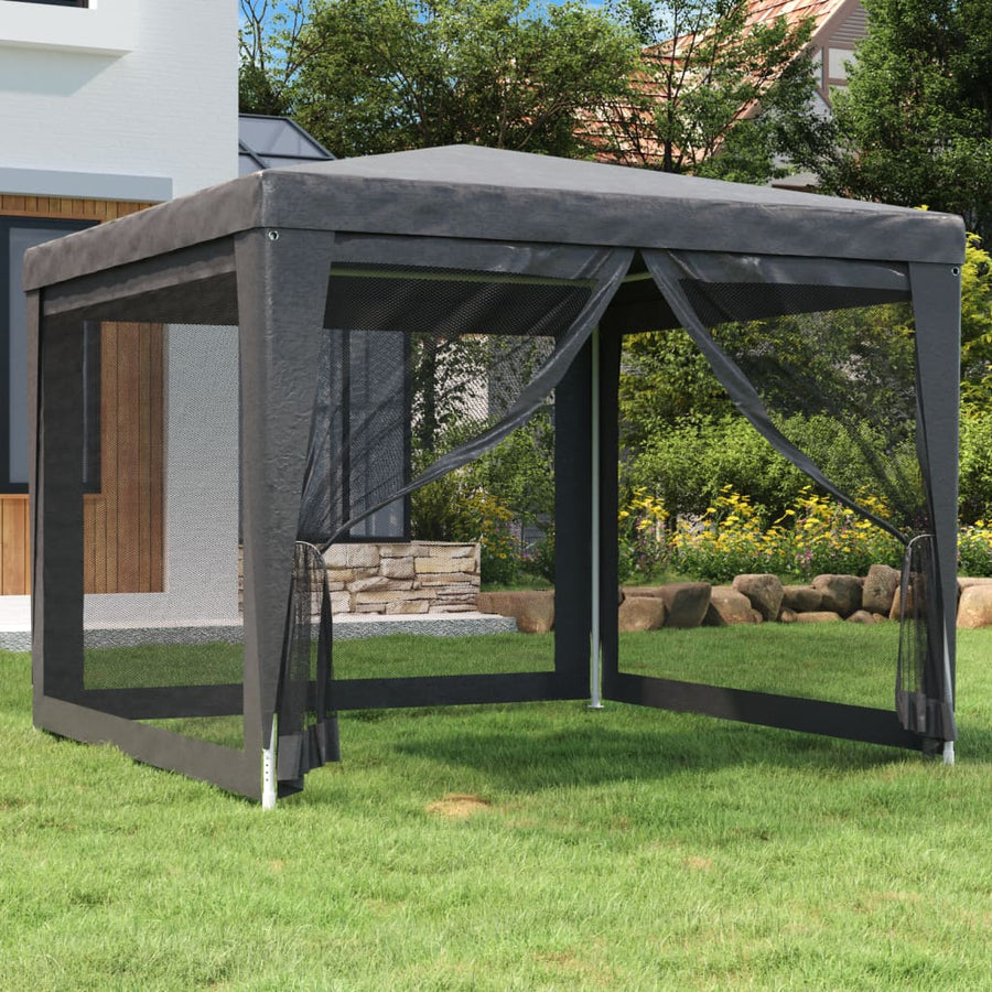 Partytent Met 4 Mesh Zijwanden 3X3 M Hdpe Antracietkleurig 3 x 3 m