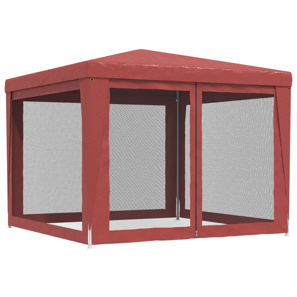 Partytent Met 4 Mesh Zijwanden 3X3 M Hdpe Rood 3 x 3 m