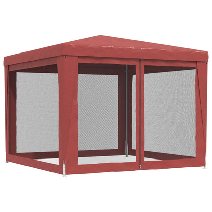 Partytent Met 4 Mesh Zijwanden 3X3 M Hdpe Rood 3 x 3 m