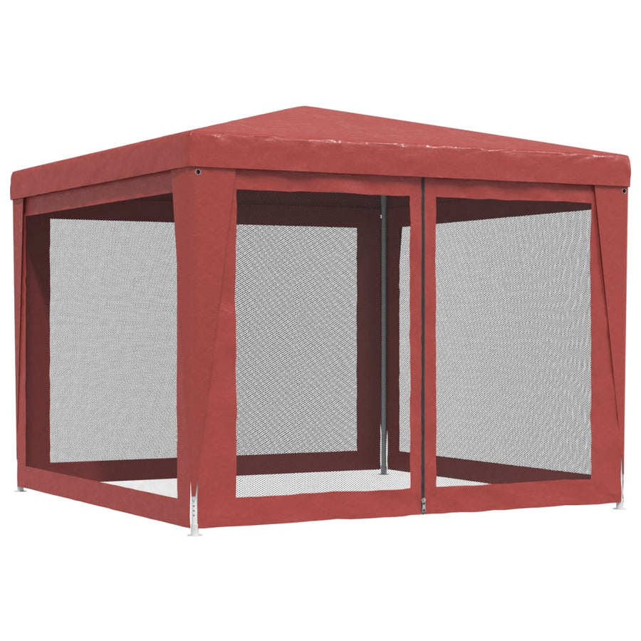 Partytent Met 4 Mesh Zijwanden 3X3 M Hdpe Rood 3 x 3 m