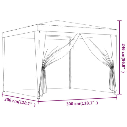 Partytent Met 4 Mesh Zijwanden 3X3 M Hdpe Rood 3 x 3 m