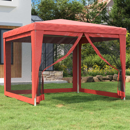 Partytent Met 4 Mesh Zijwanden 3X3 M Hdpe Rood 3 x 3 m