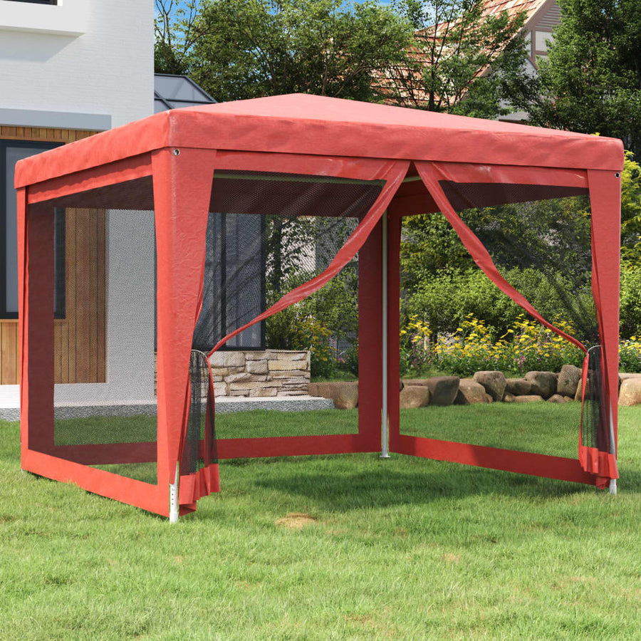 Partytent Met 4 Mesh Zijwanden 3X3 M Hdpe Rood 3 x 3 m