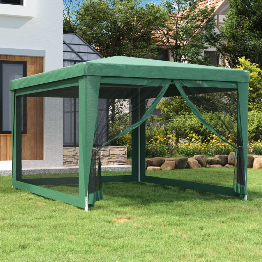 Partytent Met 4 Mesh Zijwanden Hdpe 1 3 x 4 m Groen