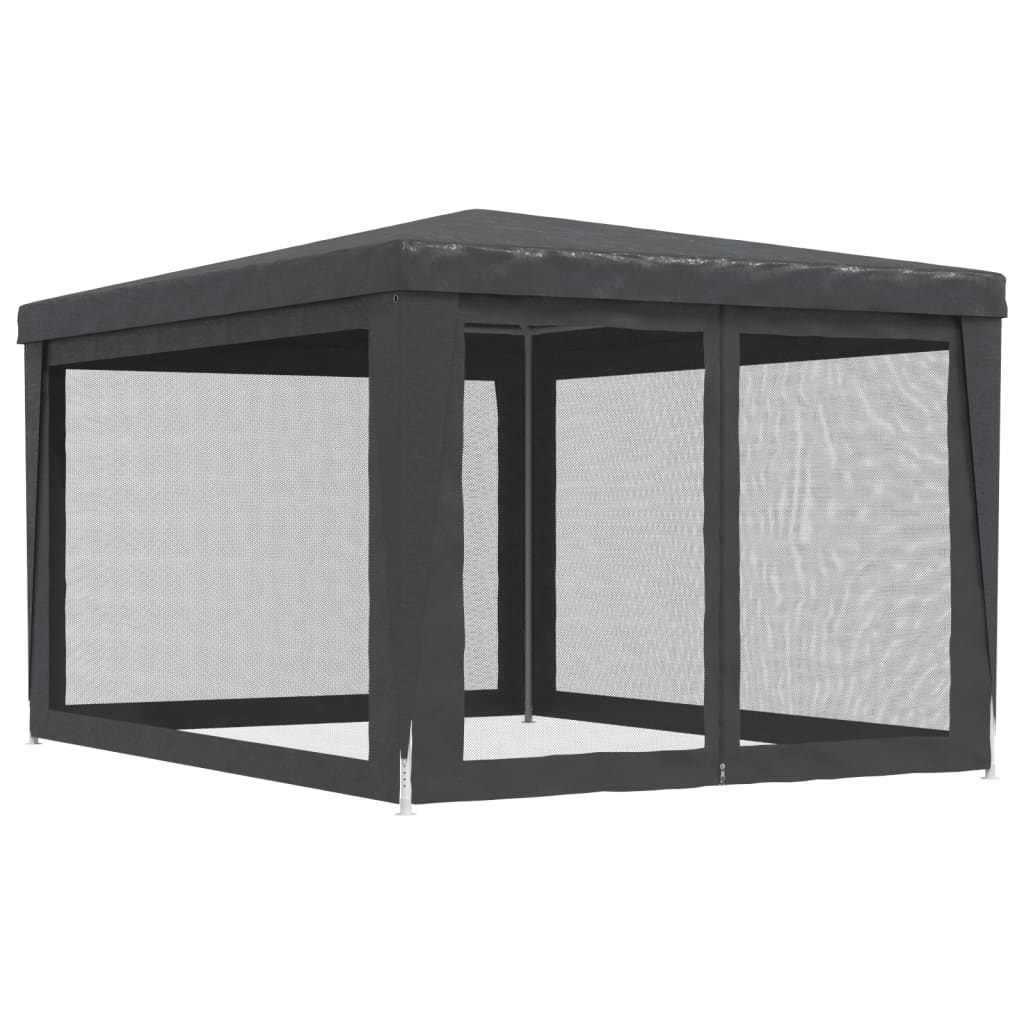 Partytent Met 4 Mesh Zijwanden 3X4 M Hdpe Antracietkleurig 3 x 4 m