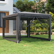 Partytent 3x4 m HDPE antraciet met 4 mesh zijwanden