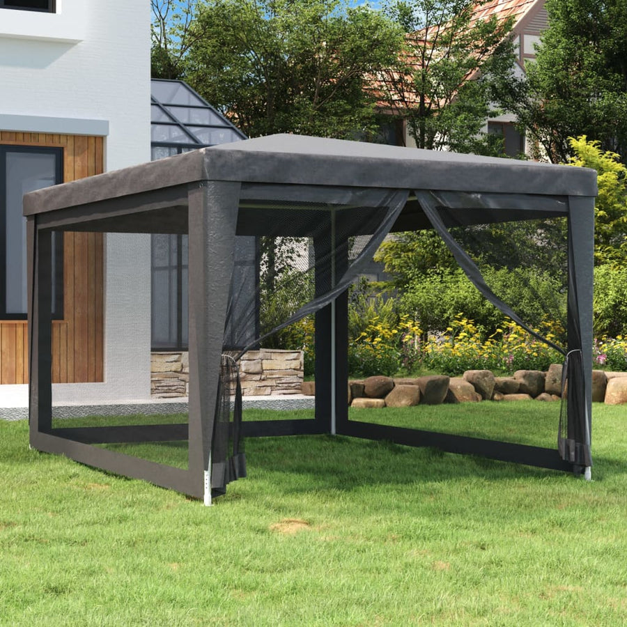 Partytent Met 4 Mesh Zijwanden 3X4 M Hdpe Antracietkleurig 3 x 4 m