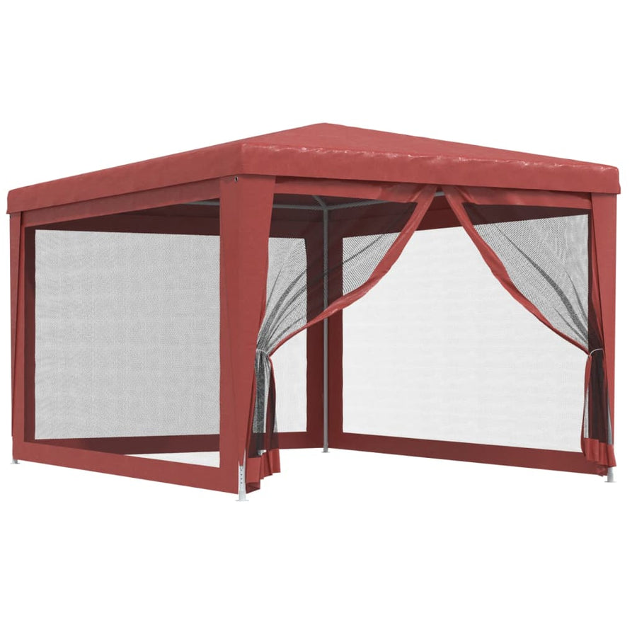 Partytent Met 4 Mesh Zijwanden 3X4 M Hdpe Rood 3 x 4 m