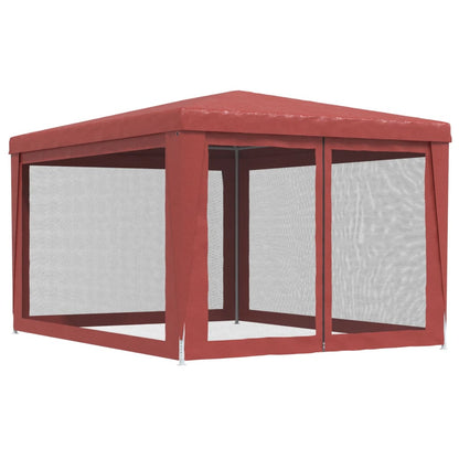 Partytent Met 4 Mesh Zijwanden 3X4 M Hdpe Rood 3 x 4 m