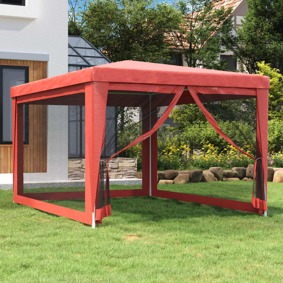 Partytent Met 4 Mesh Zijwanden 3X4 M Hdpe Rood 3 x 4 m