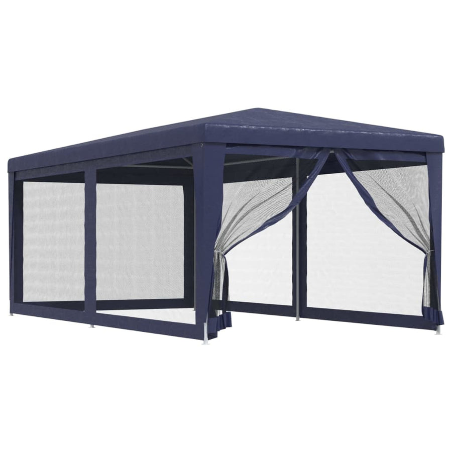 Partytent Met 6 Mesh Zijwanden 3X6 M Hdpe Blauw 3 x 6 m
