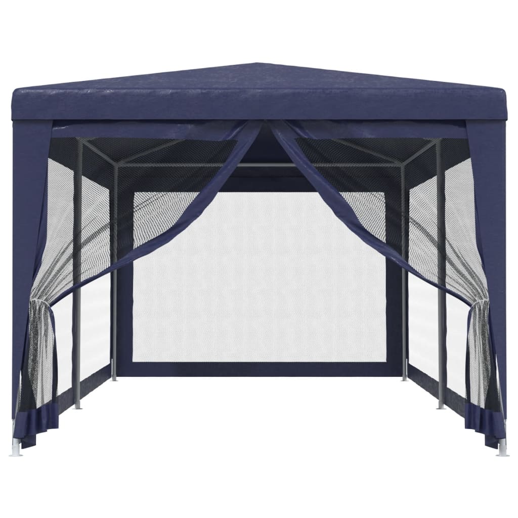 Partytent Met 6 Mesh Zijwanden 3X6 M Hdpe Blauw 3 x 6 m