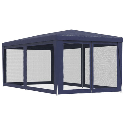 Partytent Met 6 Mesh Zijwanden 3X6 M Hdpe Blauw 3 x 6 m