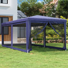 Partytent 3x6 m HDPE blauw met 6 mesh zijwanden