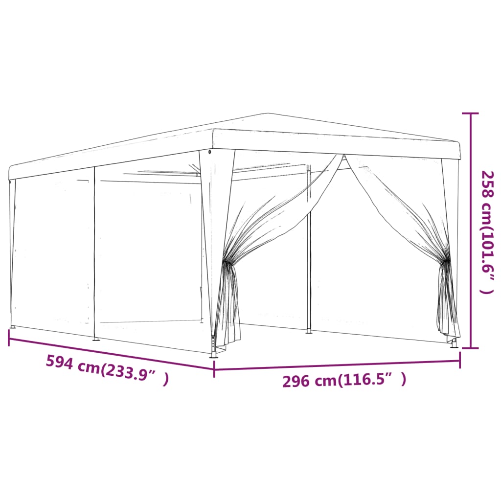 Partytent Met 6 Mesh Zijwanden 3X6 M Hdpe Groen 3 x 6 m