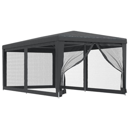Partytent Met 6 Mesh Zijwanden 3X6 M Hdpe Antracietkleurig 3 x 6 m