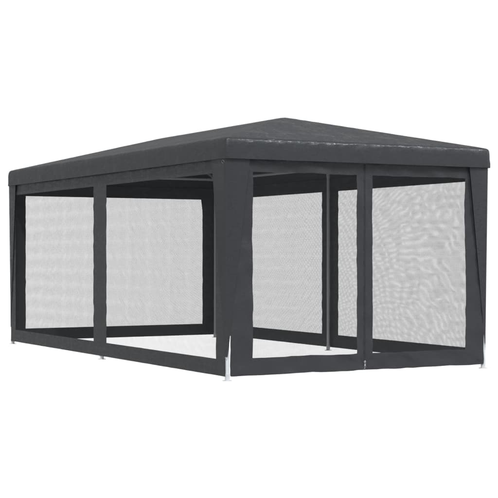 Partytent Met 6 Mesh Zijwanden 3X6 M Hdpe Antracietkleurig 3 x 6 m