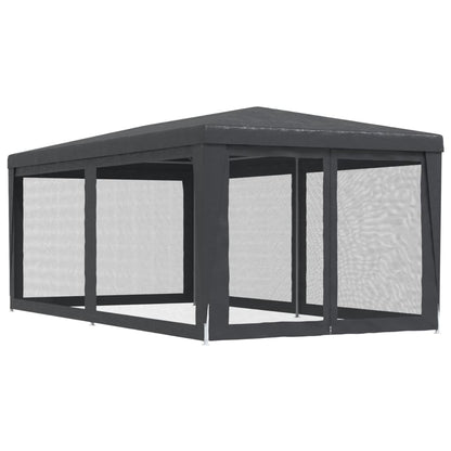 Partytent Met 6 Mesh Zijwanden 3X6 M Hdpe Antracietkleurig 3 x 6 m