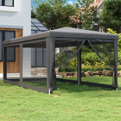 Partytent Met 6 Mesh Zijwanden 3X6 M Hdpe Antracietkleurig 3 x 6 m