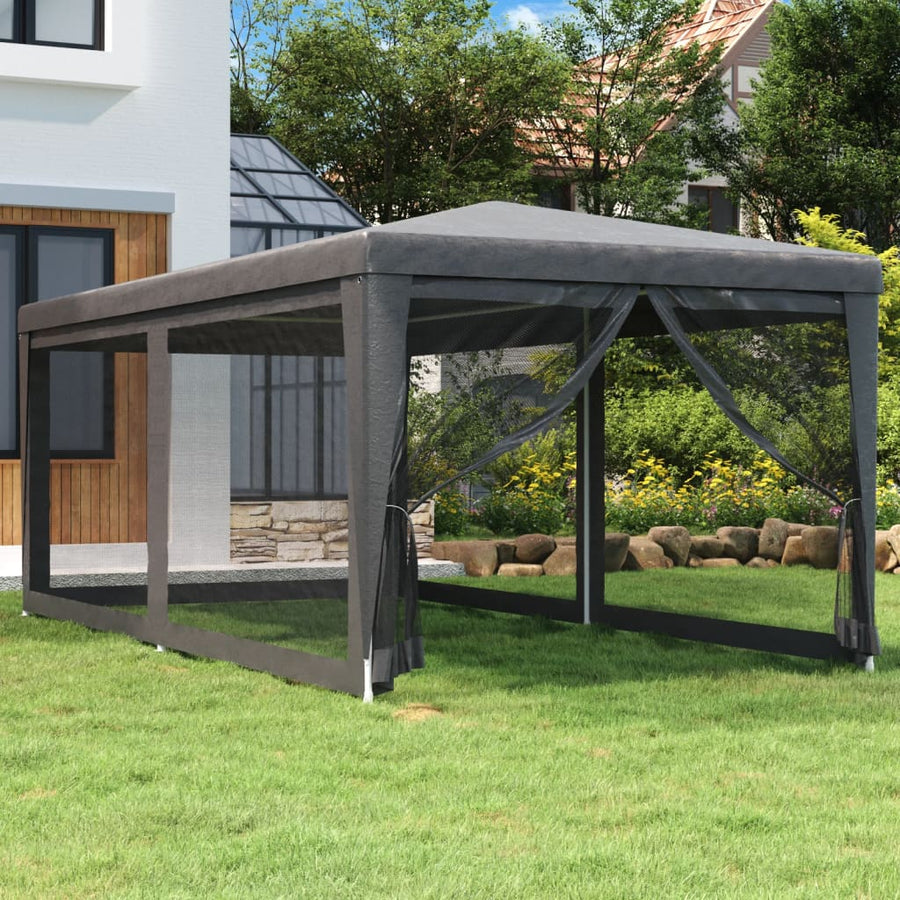 Partytent Met 6 Mesh Zijwanden 3X6 M Hdpe Antracietkleurig 3 x 6 m