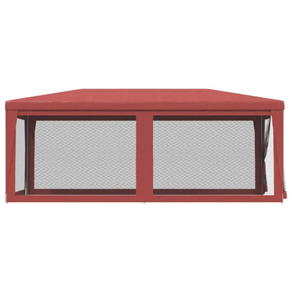 Partytent met 6 mesh zijwanden 3x6 m HDPE rood