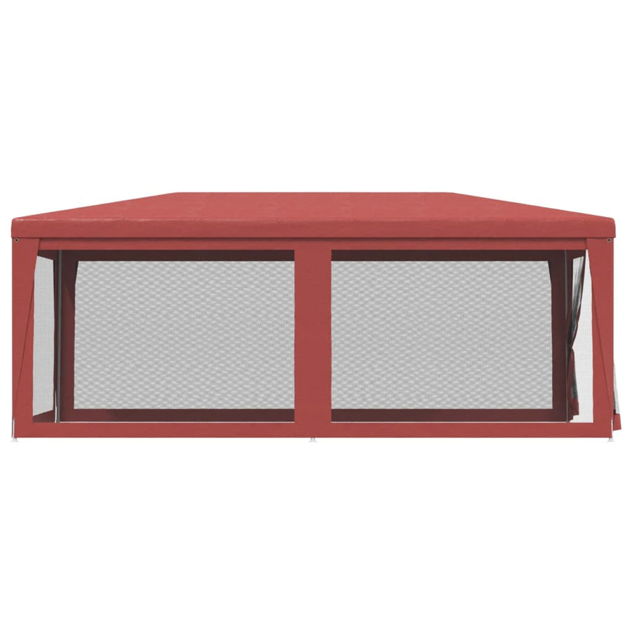 Partytent met 6 mesh zijwanden 3x6 m HDPE rood
