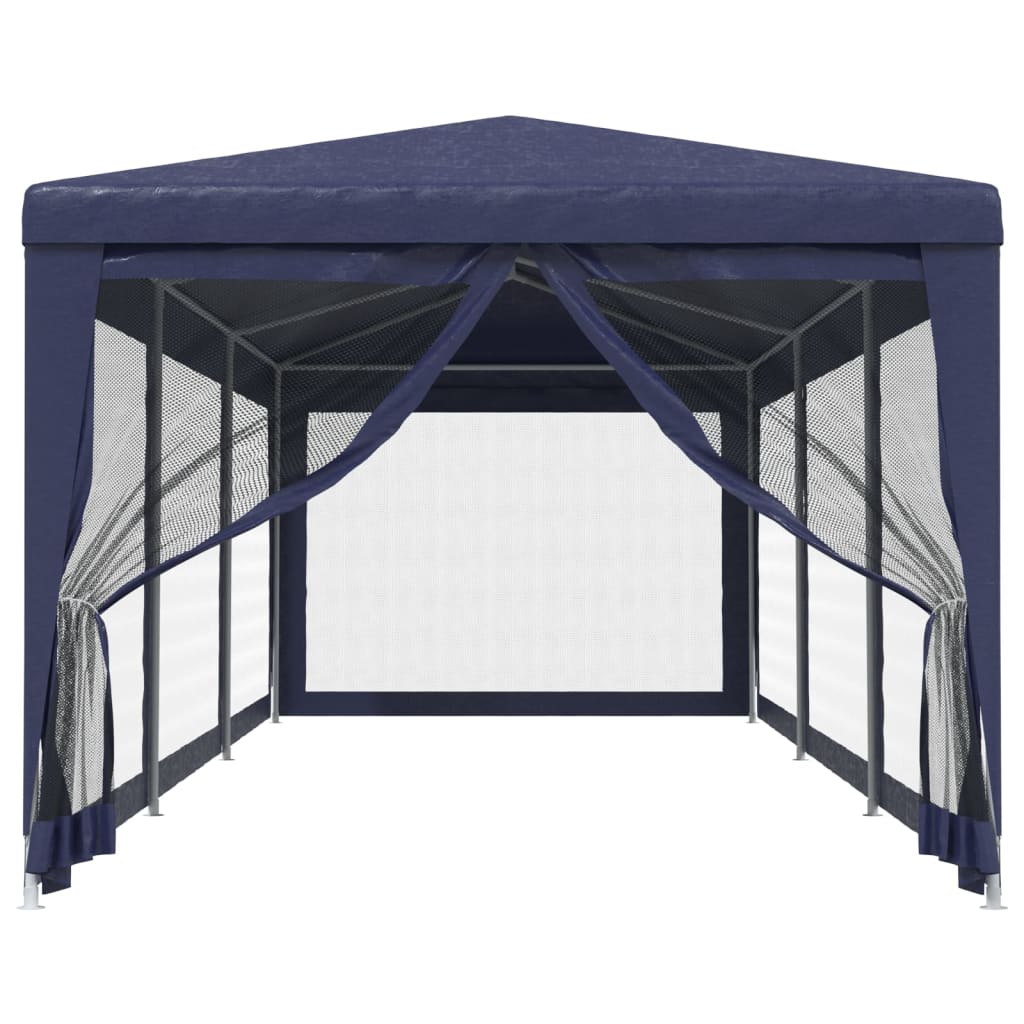 Partytent Met 8 Mesh Zijwanden Hdpe 1 3 x 9 m Blauw
