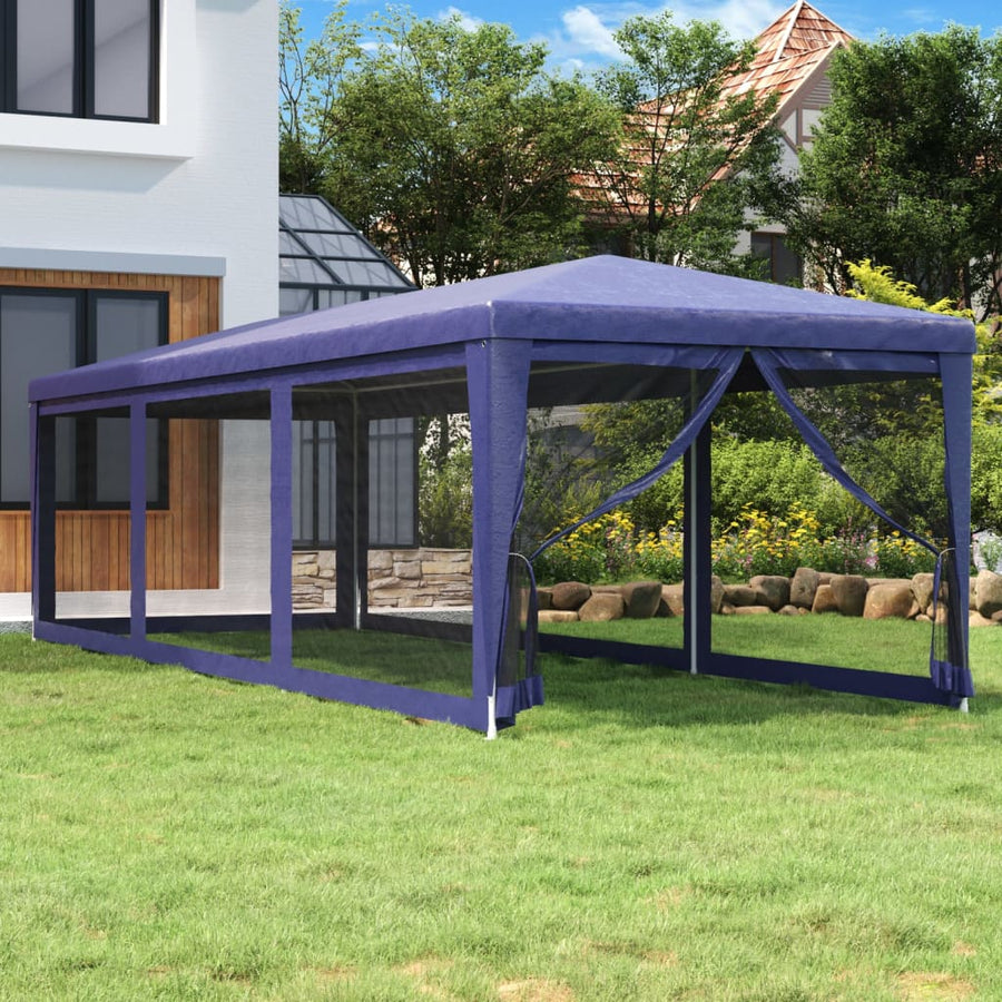 Partytent Met 8 Mesh Zijwanden Hdpe 1 3 x 9 m Blauw