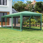 Partytent 3x9 m HDPE groen met 8 mesh zijwanden