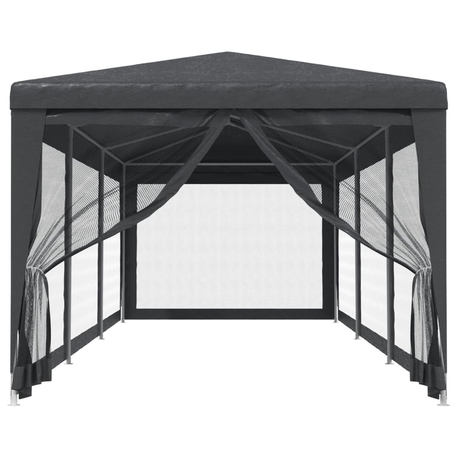 Partytent met 8 mesh zijwanden 3x9 m HDPE antracietkleurig