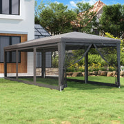 Partytent 3x9 m HDPE antraciet met 8 mesh zijwanden