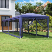 Partytent 3x12 m HDPE blauw met mesh zijwanden