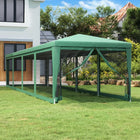 Partytent 3x12 m HDPE groen met 10 mesh zijwanden