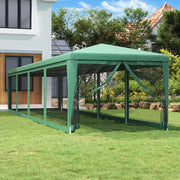 Partytent 3x12 m HDPE groen met 10 mesh zijwanden