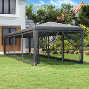 Partytent 3x12 m HDPE antraciet met mesh zijwanden