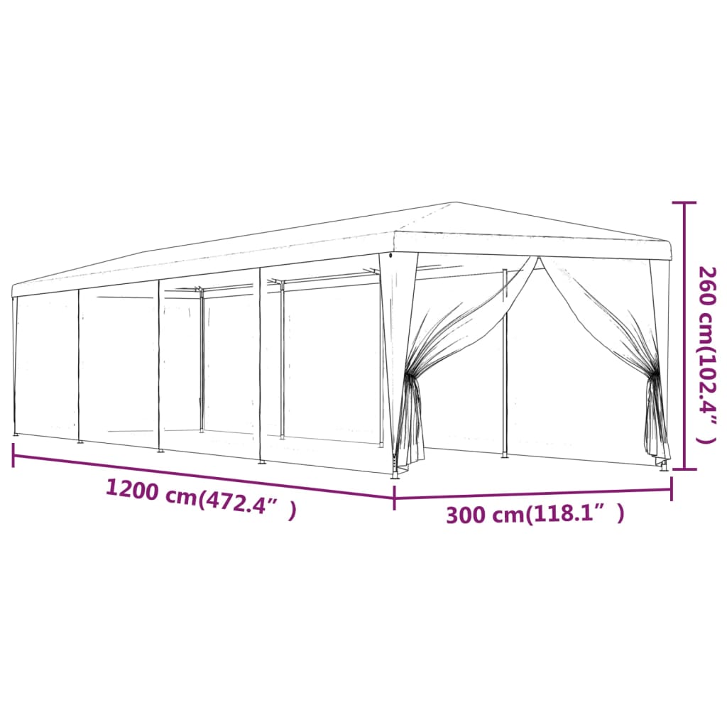 Partytent Met 10 Mesh Zijwanden Hdpe 1
