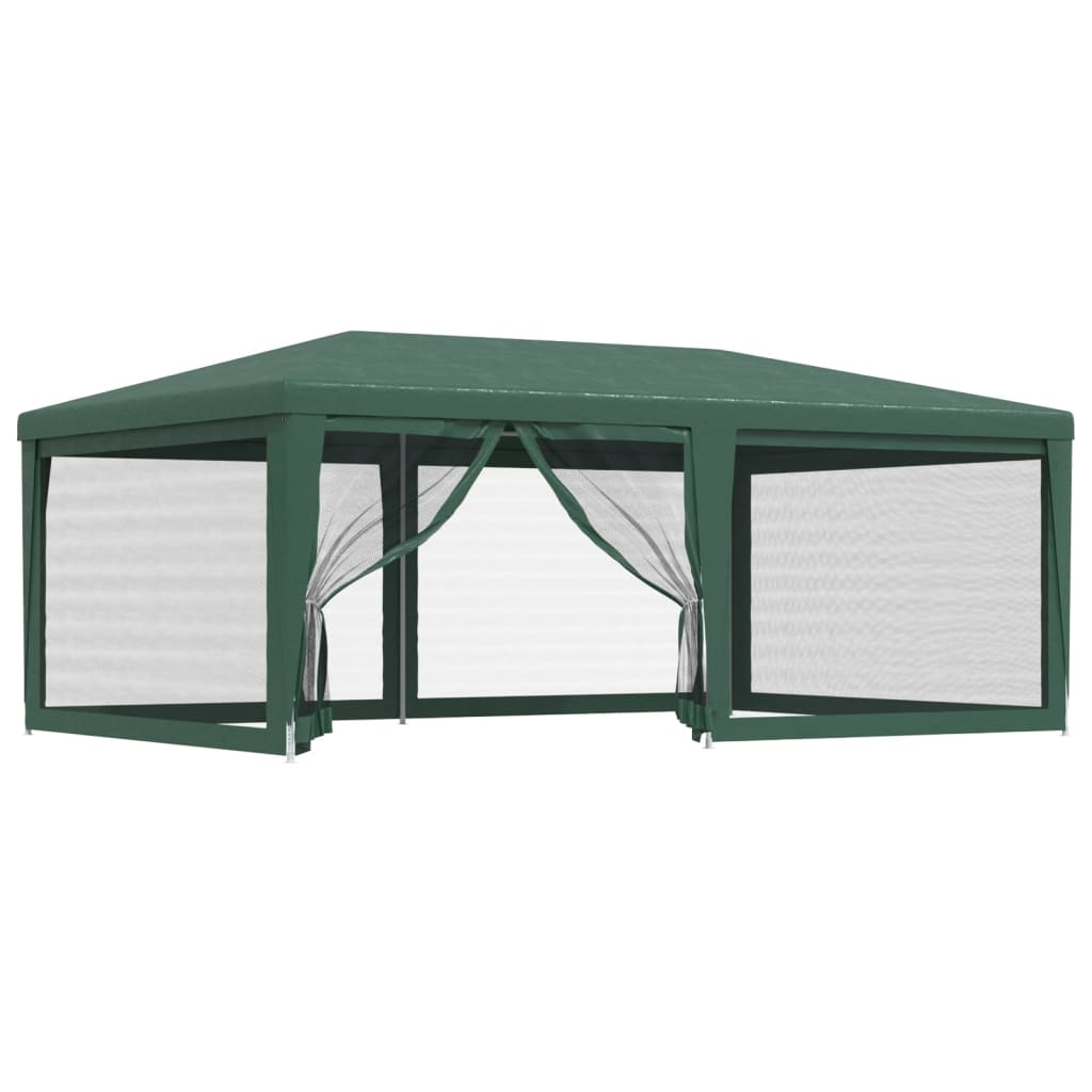 Partytent met 6 mesh zijwanden 6x4 m HDPE groen