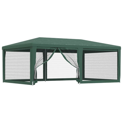 Partytent met 6 mesh zijwanden 6x4 m HDPE groen