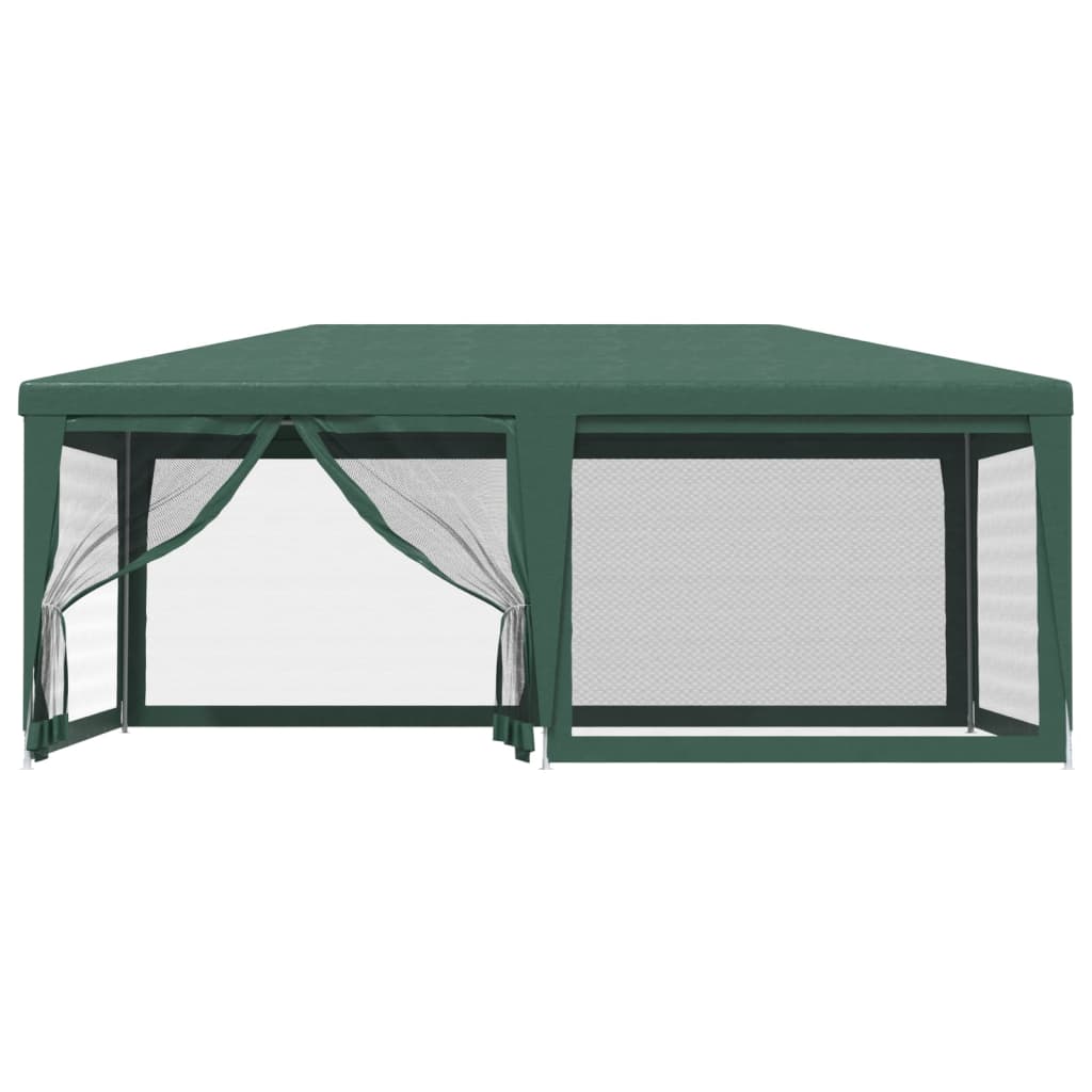 Partytent met 6 mesh zijwanden 6x4 m HDPE groen