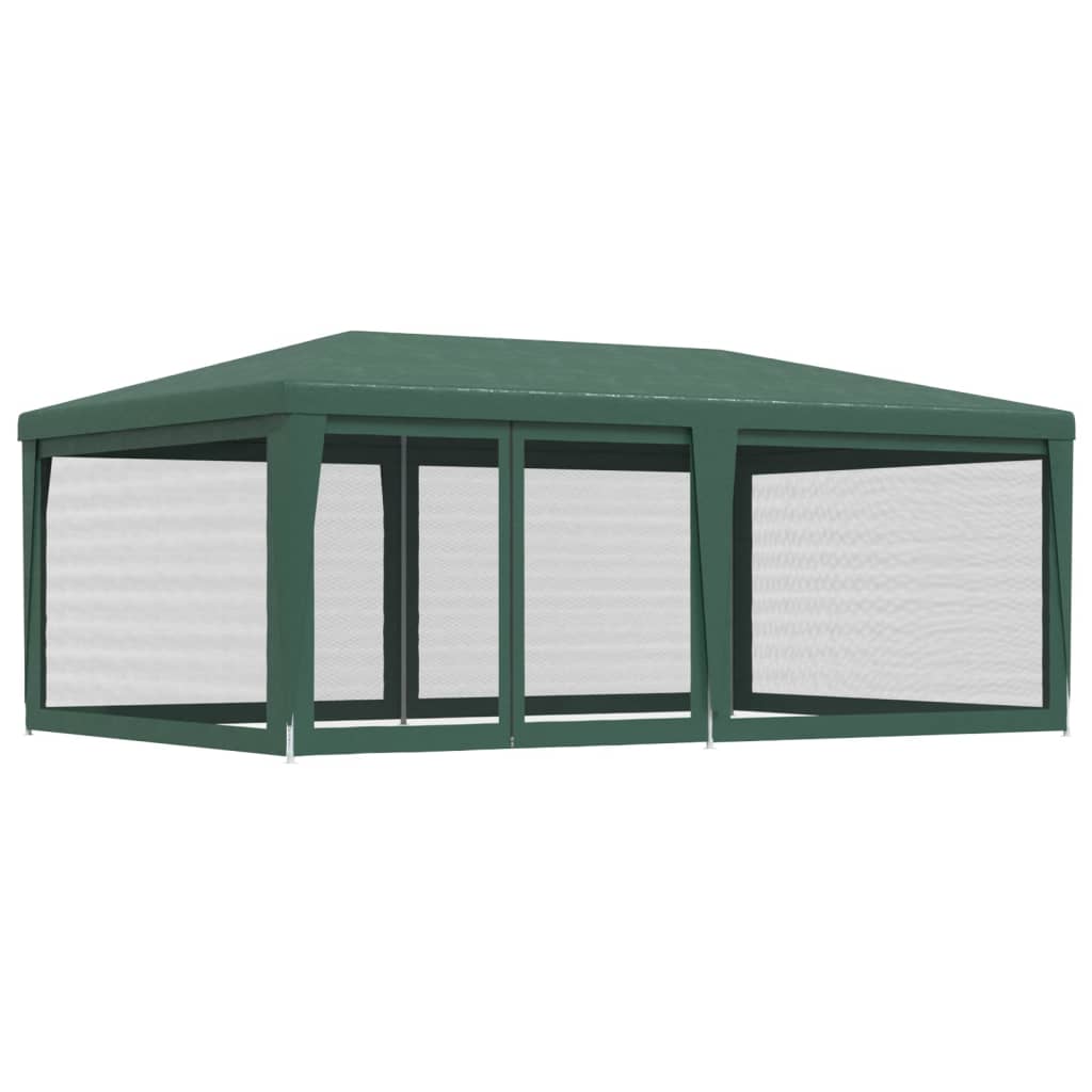 Partytent met 6 mesh zijwanden 6x4 m HDPE groen