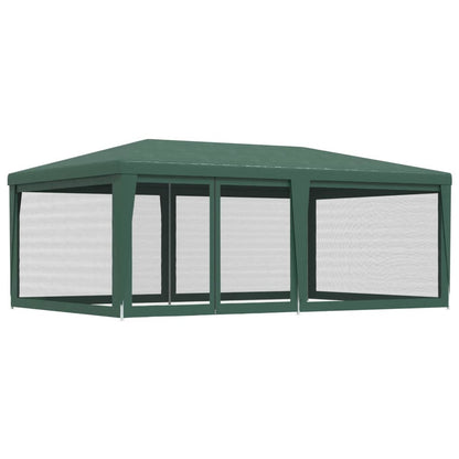 Partytent met 6 mesh zijwanden 6x4 m HDPE groen