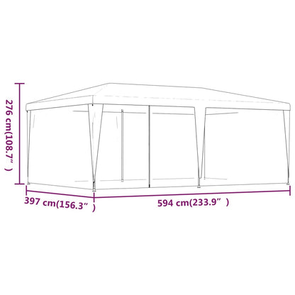 Partytent met 6 mesh zijwanden 6x4 m HDPE groen