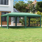 Partytent 6x4 m HDPE groen met 6 mesh zijwanden