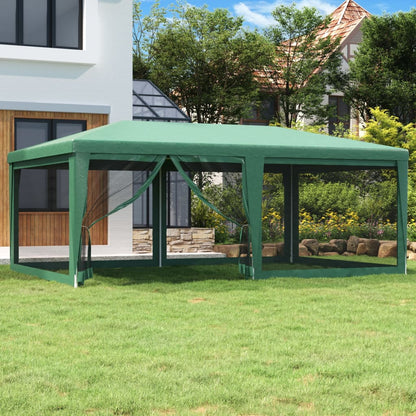 Partytent met 6 mesh zijwanden 6x4 m HDPE groen