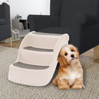 Dog stairs 3 steps foldable 50x38x38 cm plastic cream-colored