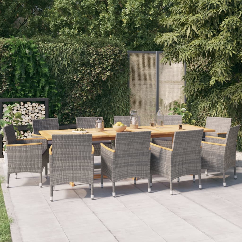 11-delige Tuinset met kussens grijs