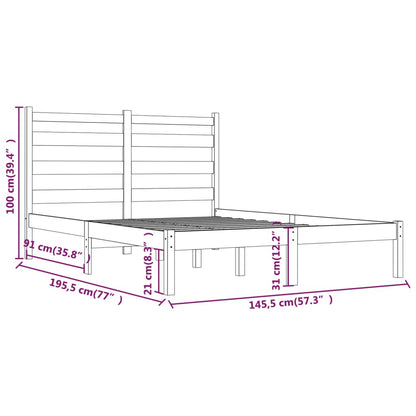 Bedframe Massief Grenenhout 140 x 190 cm Zwart